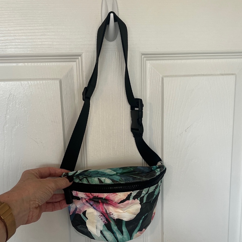 Aloha Floral Black Crossbody Bag